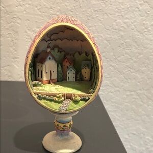 Jim Shore Pastel Village Egg Sculpture